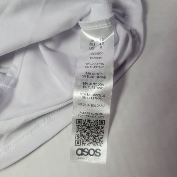 ASOS White Cotton Blend Casual Spaghetti Strap Crop Top Size 8 - Picture 3 of 6